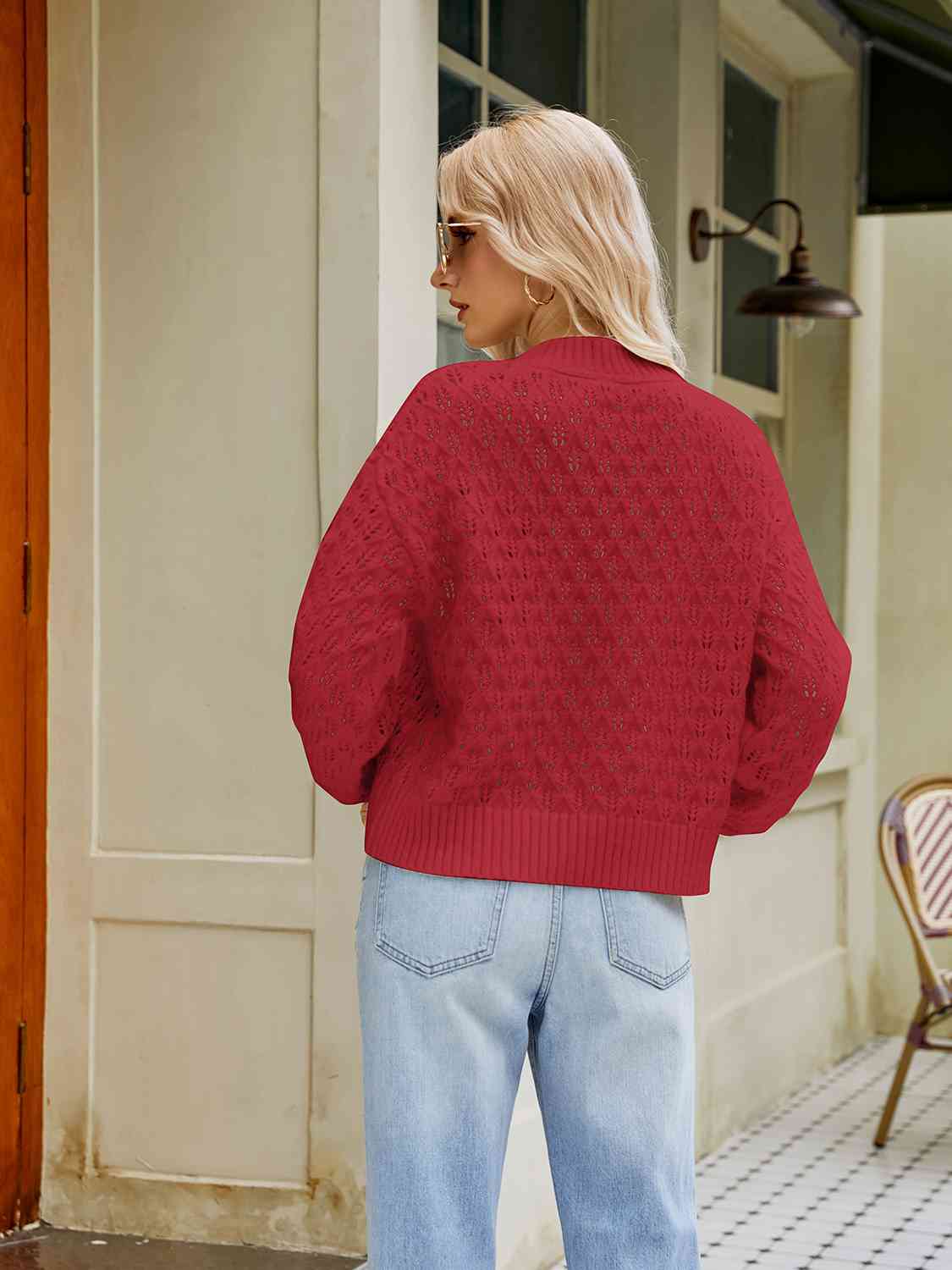Openwork Round Neck Sweater - Trendsi - Flyclothing LLC
