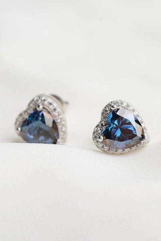 4 Carat Moissanite Heart-Shaped Stud Earrings - Trendsi