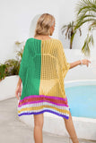 Contrast Scoop Neck Openwork Half Sleeve Cover Up - Trendsi - Flyclothing LLC