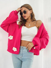 Floral Open Front Long Sleeve Cardigan - Trendsi