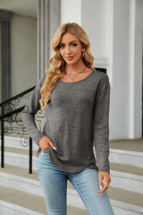 Round Neck Long Sleeve T-Shirt - Trendsi