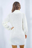 Buttoned Turtleneck Long Sleeve Sweater Dress - Trendsi - Flyclothing LLC