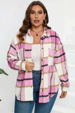 Plaid Button Up Dropped Shoulder Jacket - Trendsi - Flyclothing LLC