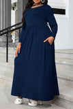 Plus Size Round Neck Long Sleeve Maxi Dress with Pockets - Trendsi