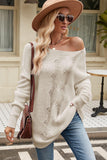 Boat Neck Dropped Shoulder Knit Top - Trendsi