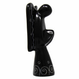 Soapstone Angel Sculpture - Black Finish with Etch Design - SMOLArt