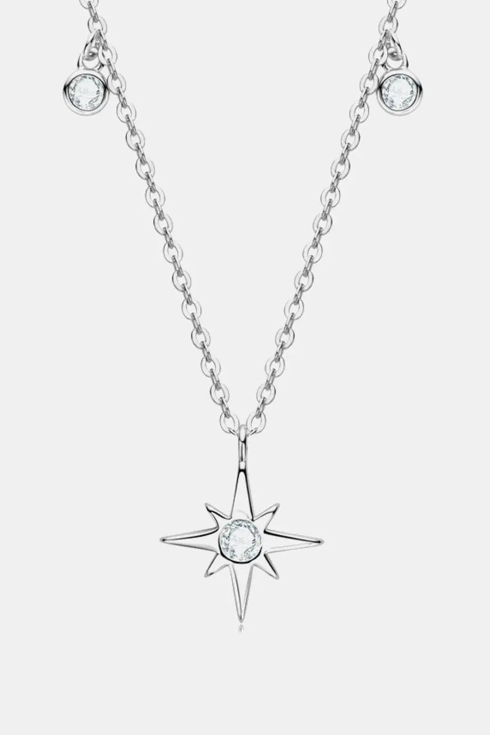 Moissanite North Star Pendant 925 Sterling Silver Necklace - Trendsi - Flyclothing LLC
