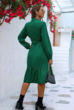 Long Sleeve Tie Waist Shirt Dress - Trendsi - Flyclothing LLC