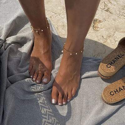 Pearl 18K Gold-Plated Charm Anklet - Trendsi - Flyclothing LLC