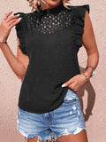 Swiss Dot Butterfly Sleeve Top - Trendsi