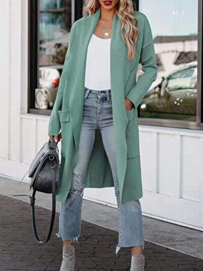 Open Front Dropped Shoulder Outerwear - Trendsi - Flyclothing LLC