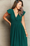 Tied Smocked Waist Flutter Sleeve Dress - Trendsi