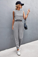 Sleeveless Top and Joggers Set - Trendsi - Flyclothing LLC