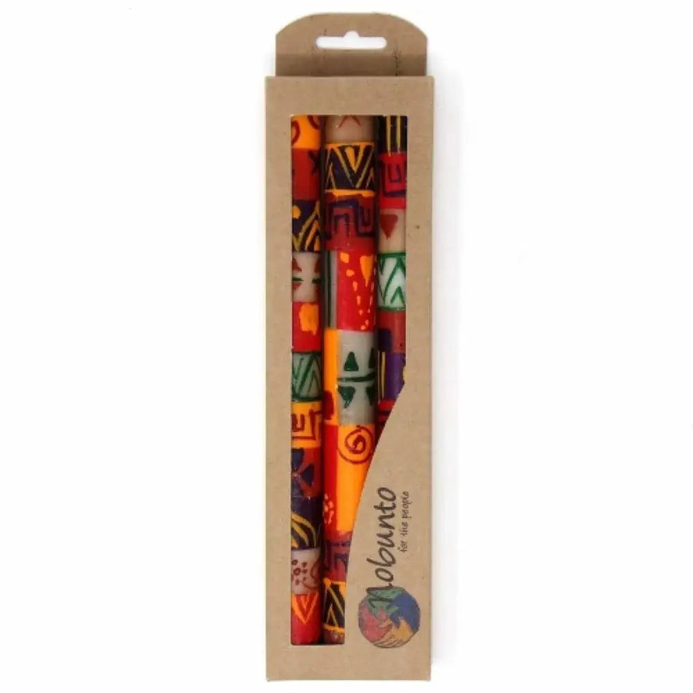 Set of Three Boxed Tall Hand-Painted Candles - Indaeuko Design - Nobunto - Nobunto - Flyclothing LLC