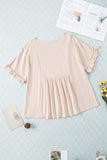 V-Neck Flounce Sleeve Babydoll Blouse - Trendsi - Flyclothing LLC