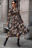 Floral Flounce Sleeve Tiered Dress - Trendsi