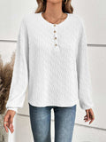 Half Button Long Sleeve Top - Trendsi - Flyclothing LLC