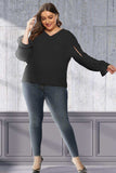 Plus Size Cutout Flounce Sleeve Blouse - Trendsi