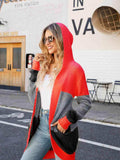 Color Block Open Front Hooded Cardigan - Trendsi - Flyclothing LLC
