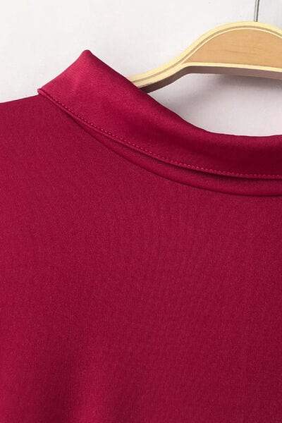 Mock Neck Tie-Waist Half Sleeve Jumpsuit - Trendsi - Flyclothing LLC