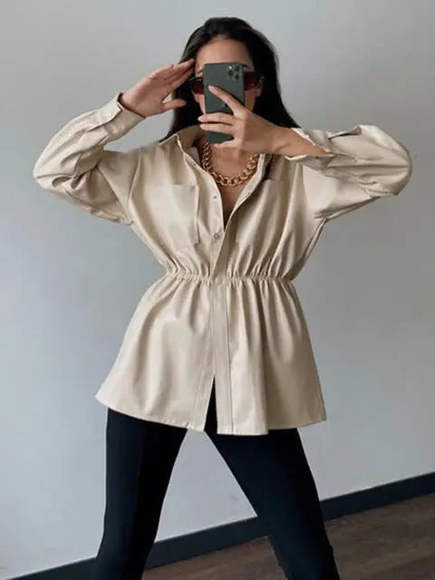 Snap Down Collared Jacket - Trendsi - Flyclothing LLC