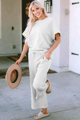 Short Sleeve Top and Pants Set - Trendsi - Flyclothing LLC