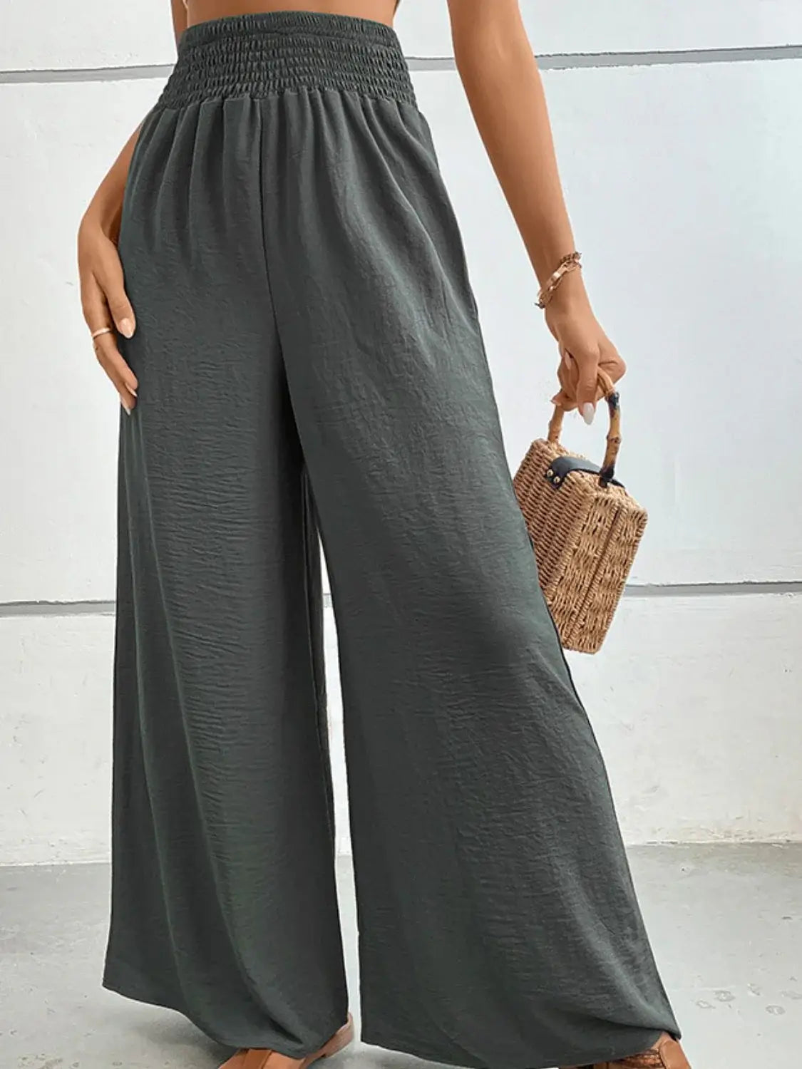 Wide Waistband Relax Fit Long Pants - Trendsi - Flyclothing LLC