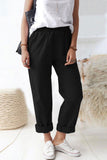 Paperbag Waist Pull-On Pants with Pockets - Trendsi