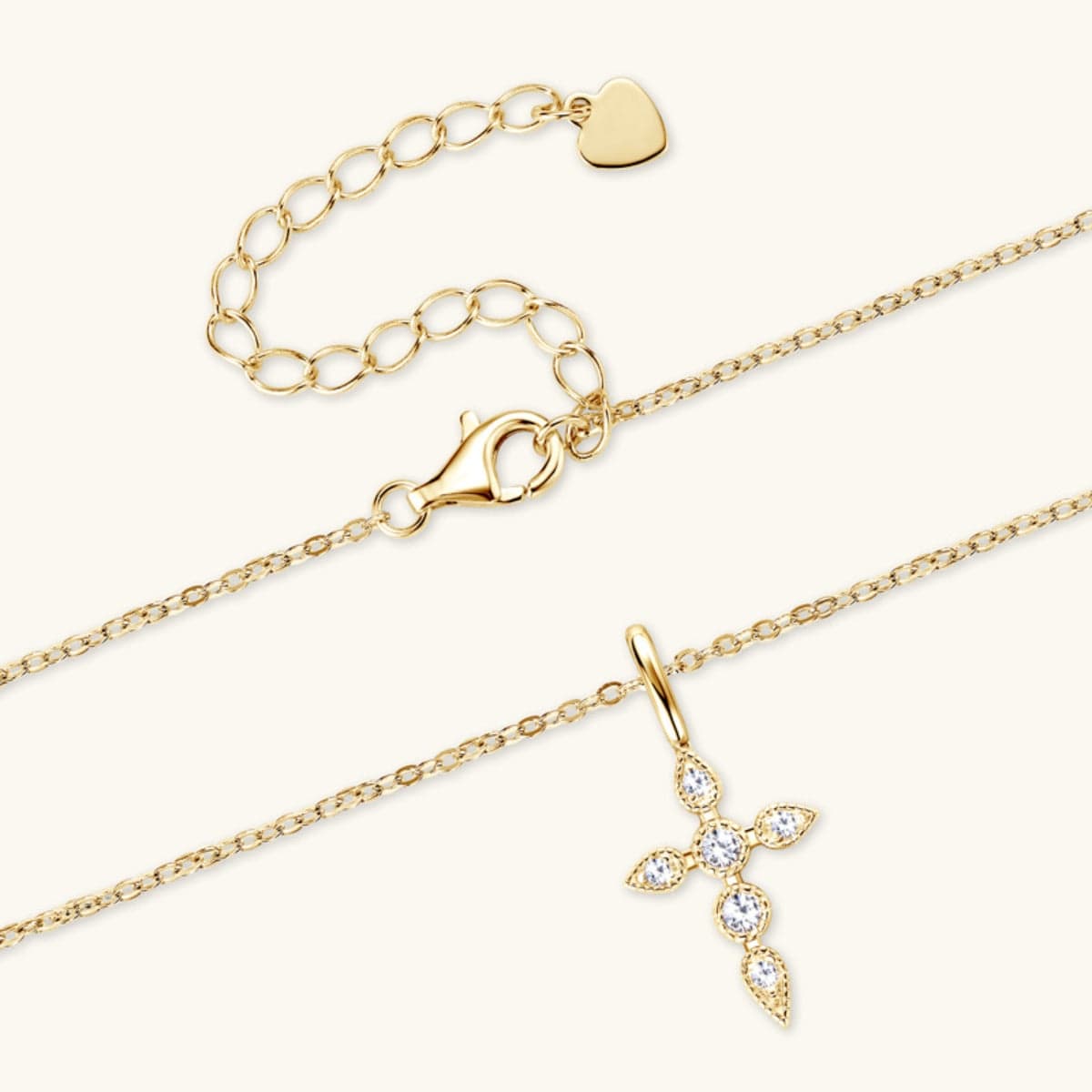 925 Sterling Silver Moissanite Cross Pendant Necklace - Trendsi