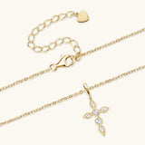 925 Sterling Silver Moissanite Cross Pendant Necklace - Trendsi