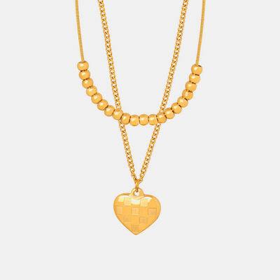 Heart Pendant Double-Lrayed Necklace - Trendsi