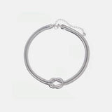 Double Layered Knot Herringbone Choker Necklace - Trendsi