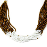 Multistrand Maasai Bead Necklace, White and Gold - Jedando