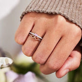 Heart Number 8 Zircon Double-Layered Ring - Trendsi