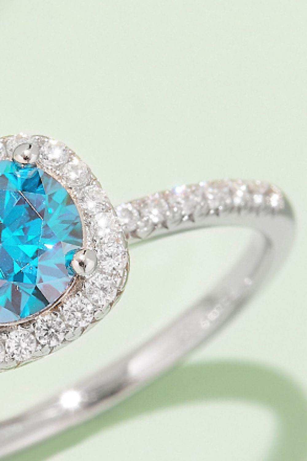 1 Carat Moissanite 925 Sterling Silver Halo Ring - Trendsi - Flyclothing LLC