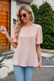 Pleated Flutter Sleeve Round Neck Blouse - Trendsi - Flyclothing LLC