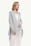 One-Button Tassel Tie Asymmetrical Hem Cardigan - Trendsi - Flyclothing LLC