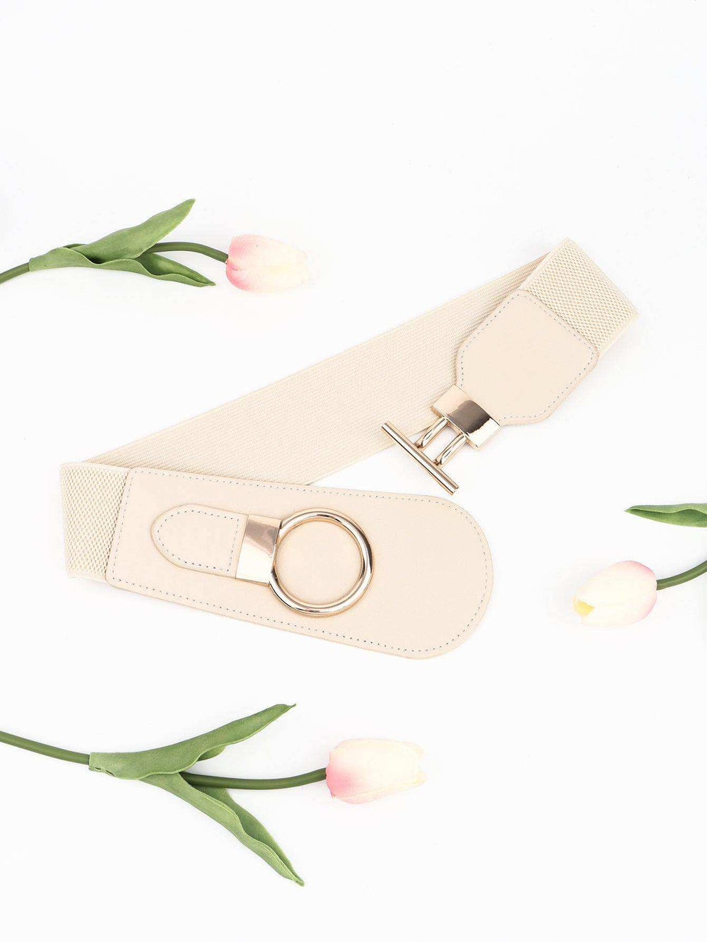 PU Elastic Wide Belt with Alloy Buckle - Trendsi - Flyclothing LLC
