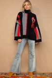 POL Turtleneck Color Block Fringe Detail Sweater - Trendsi