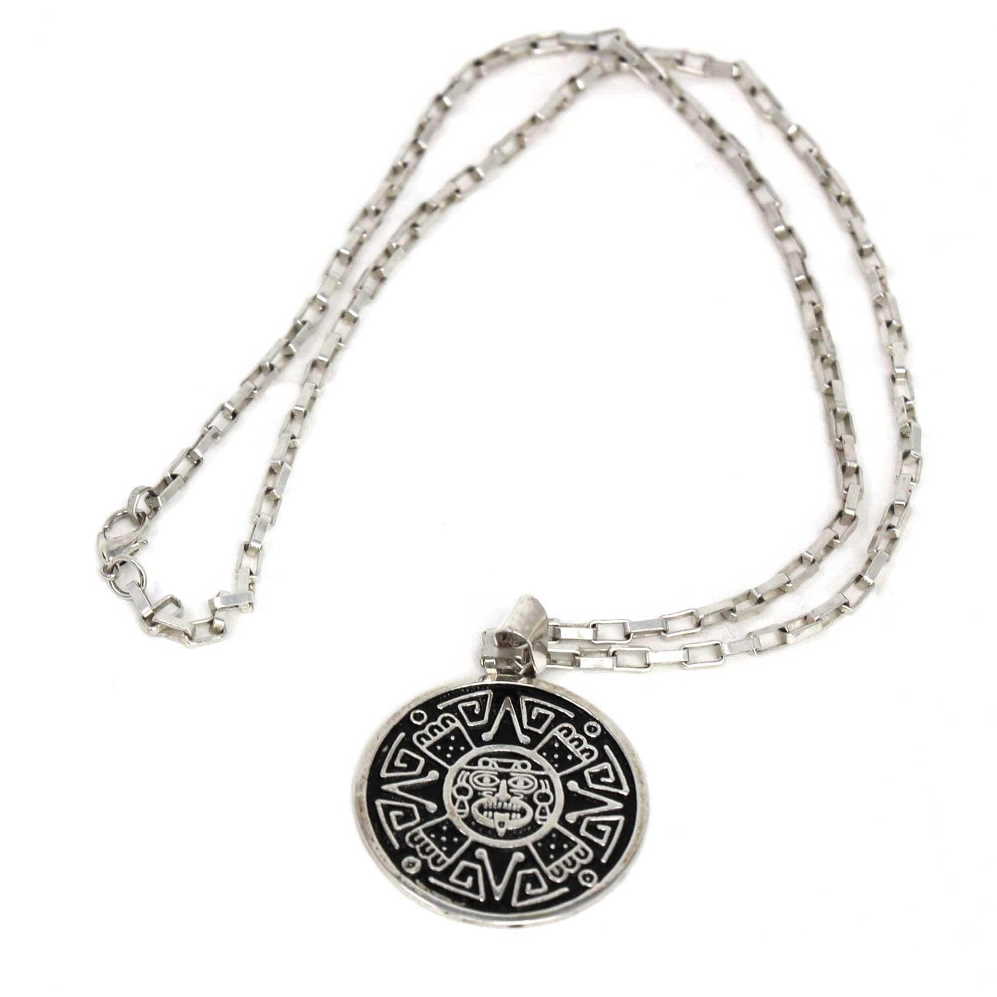 Alpaca Silver Aztec Face Pendant with Chain - Artisana - Flyclothing LLC