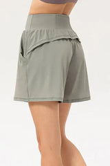 Pocketed Elastic Waist Active Shorts - Trendsi - Flyclothing LLC