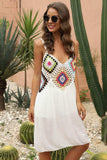 Openwork Sleeveless Embroidery Dress - Trendsi