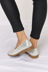 Forever Link Rhinestone Point Toe Loafers - Trendsi