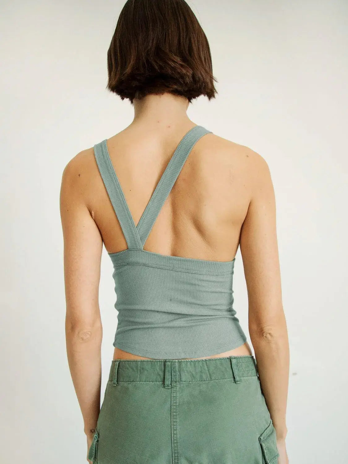 Halter Neck Ribbed Cropped Top - Trendsi - Flyclothing LLC