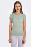 Round Neck Short Sleeve Active T-Shirt - Trendsi - Flyclothing LLC
