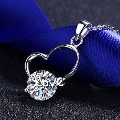 2 Carat Moissanite Heart 925 Sterling Silver Necklace - Trendsi - Flyclothing LLC