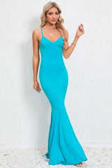 Crisscross Spaghetti Strap Fishtail Dress - Trendsi