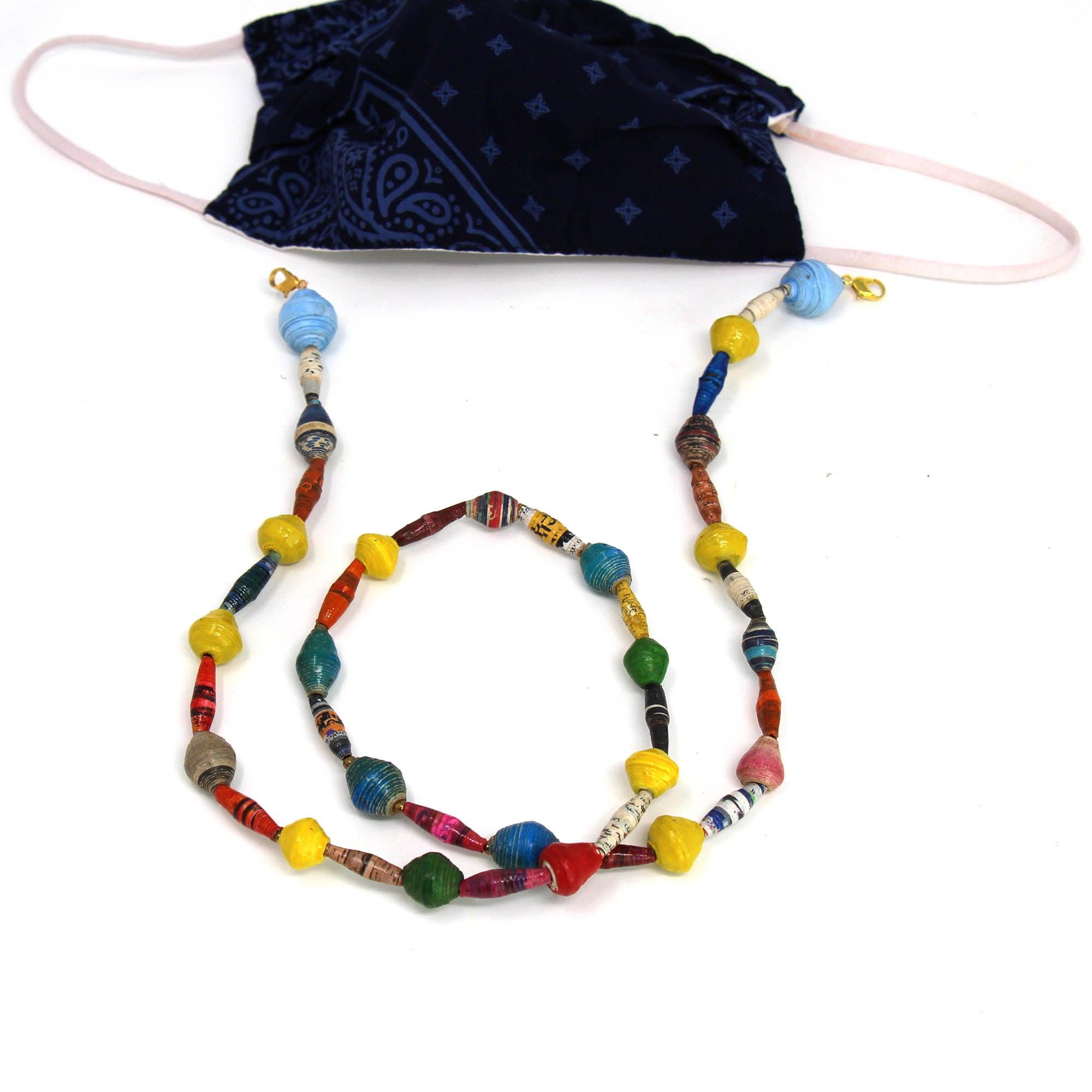 Face Mask/Eyeglass Paper Bead Chain, Colorful Mixed Shapes - Flyclothing LLC