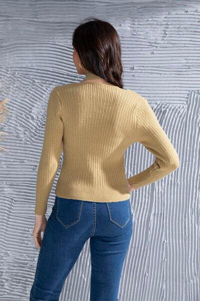 Halter Neck Long Sleeve Sweater - Trendsi