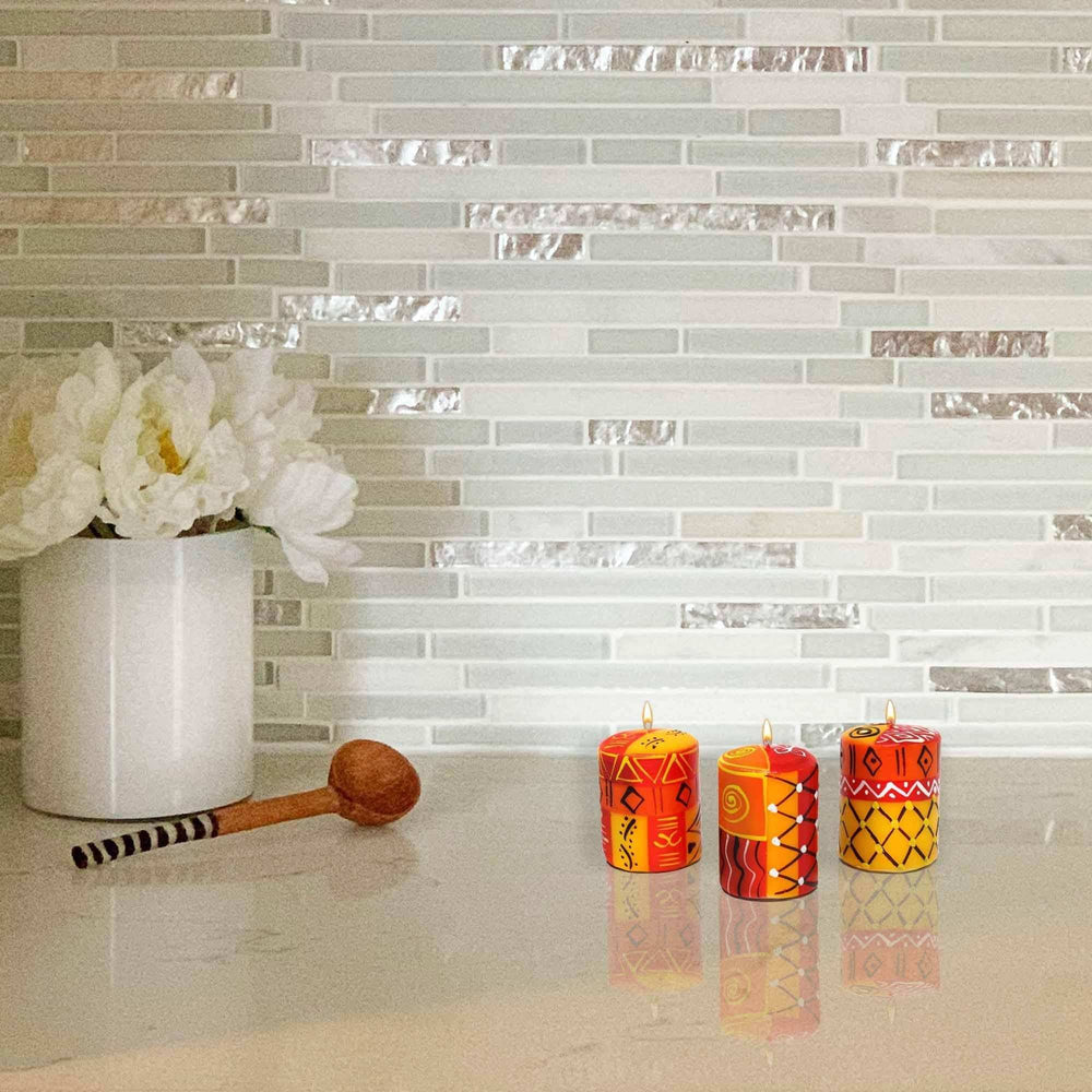 Set of Three Boxed Hand-Painted Candles - Zahabu Design - Nobunto - Nobunto - Flyclothing LLC